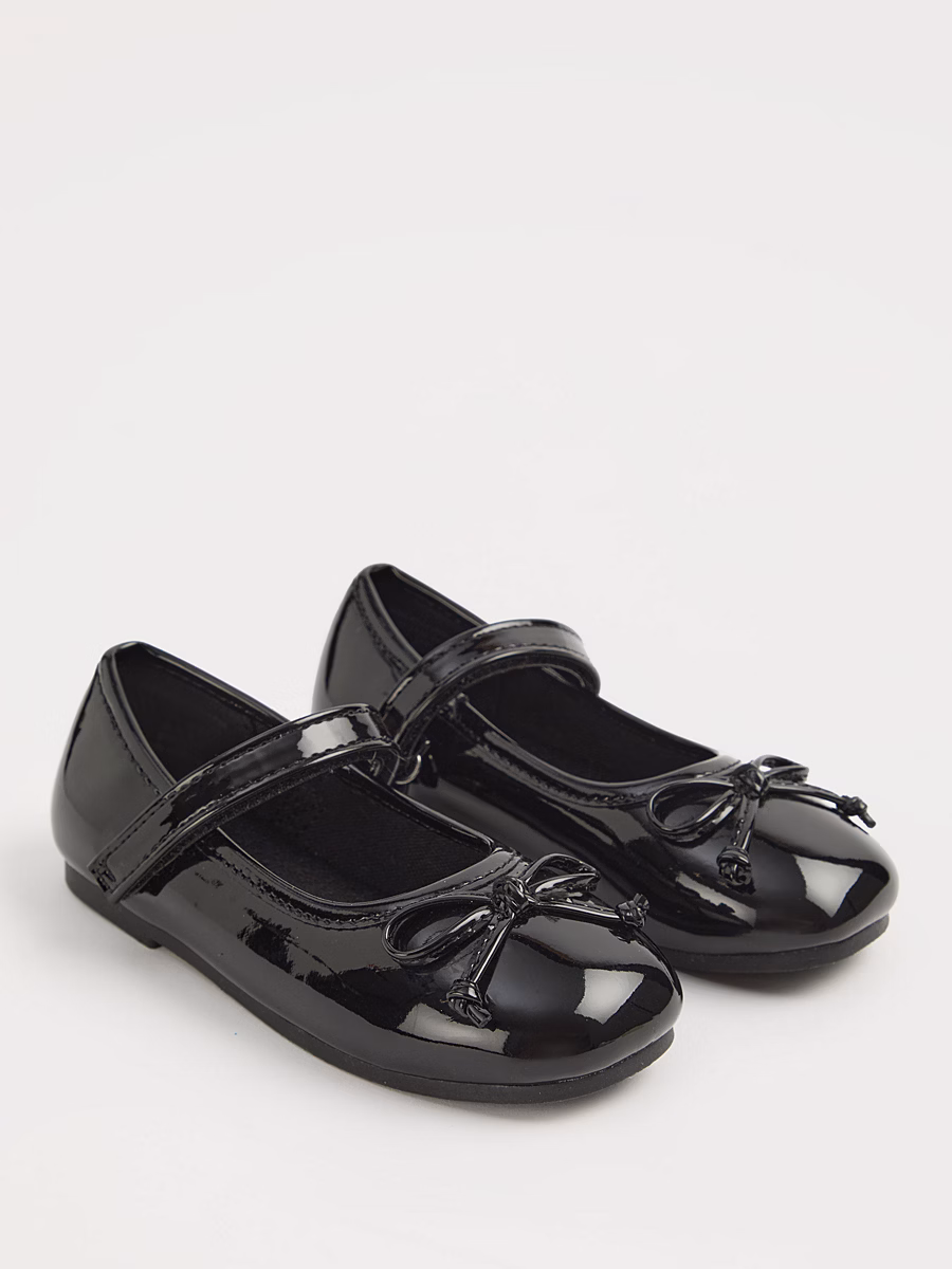 Black Patent Square Toe Ballet Shoes detail 2
