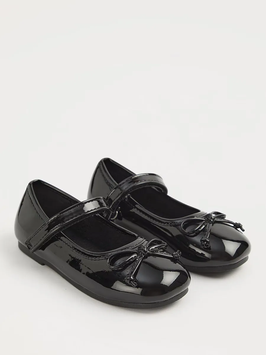 Black Patent Square Toe Ballet Shoes