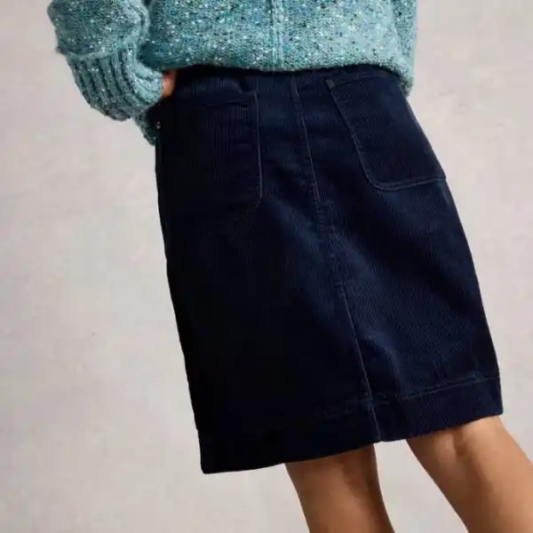 Cord Knee Length Pocket Skirt