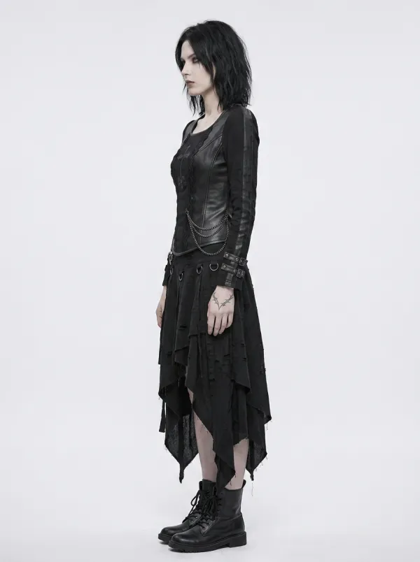 Women's Gothic Cross Skull Embroidered Printed Top