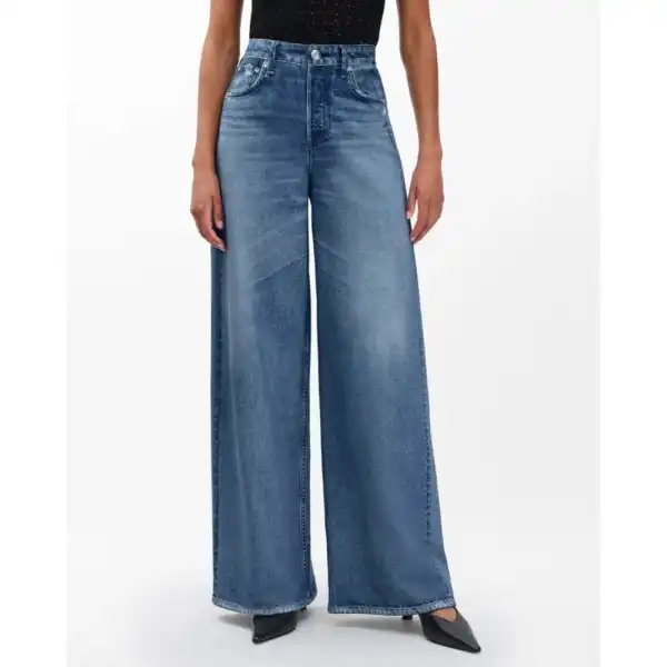 Wide-Leg Denim-Look High-Rise Women's Trousers