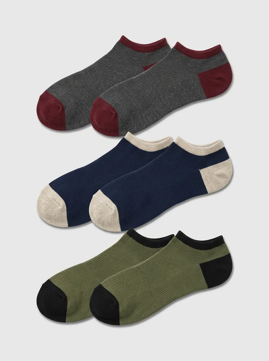 Men's Colorblock Heel-Toe Ankle Sock Set