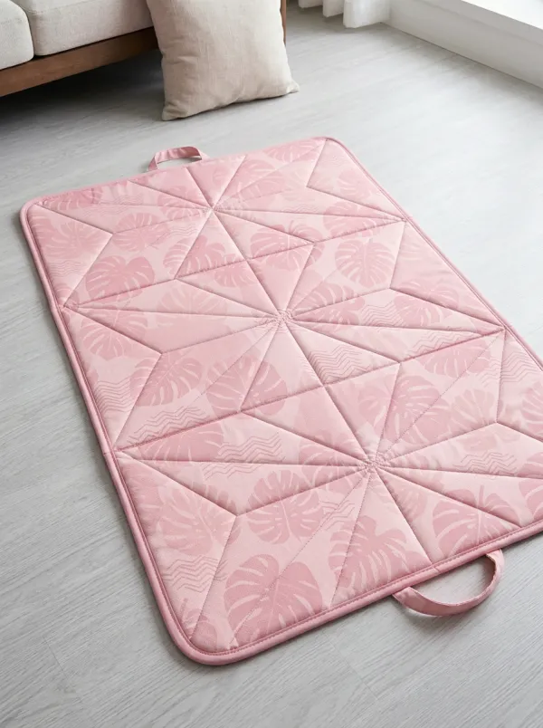 Tropical Monstera Leaf Geometric Pattern Cooling Mat