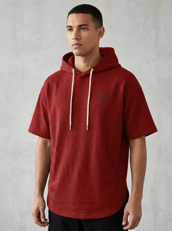 Classic Short Sleeve Compass Graphic Nautical Daily Wear Men's Hoodie