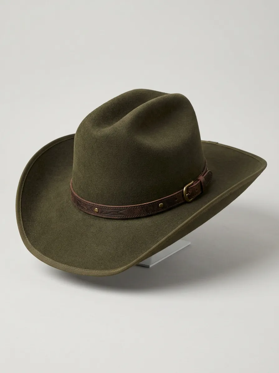 Western Hat Featuring Belt Style Band and Felt Texture