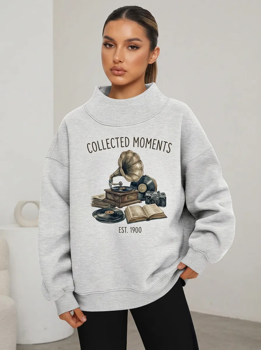 Women's Vintage Music Camera Graphic Sweatshirt