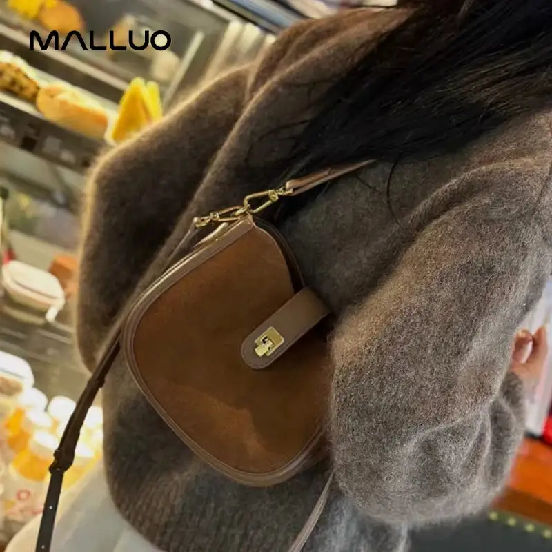 Chic Vintage Brown Suede Shoulder Bag