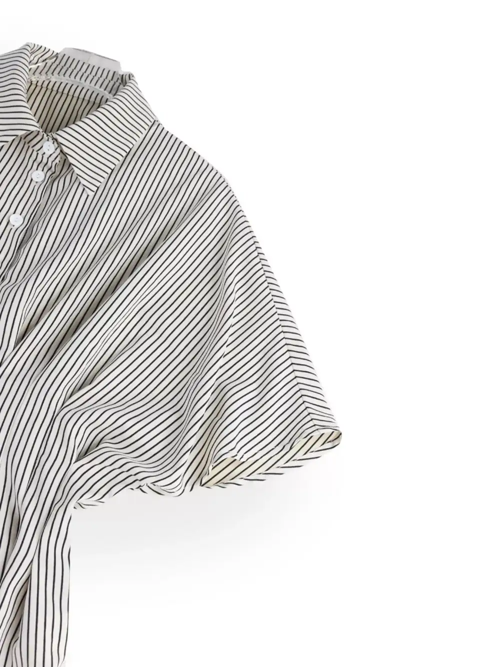 Cinched-Waist Striped Buttoned Shirt