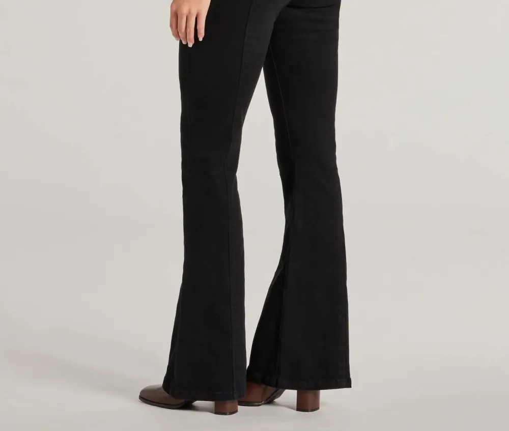 Black High-Rise Bootcut Belted Pants