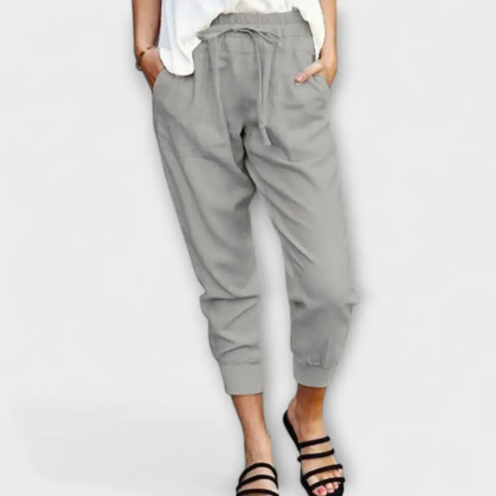 Linen Cotton Blend Lightweight Trousers