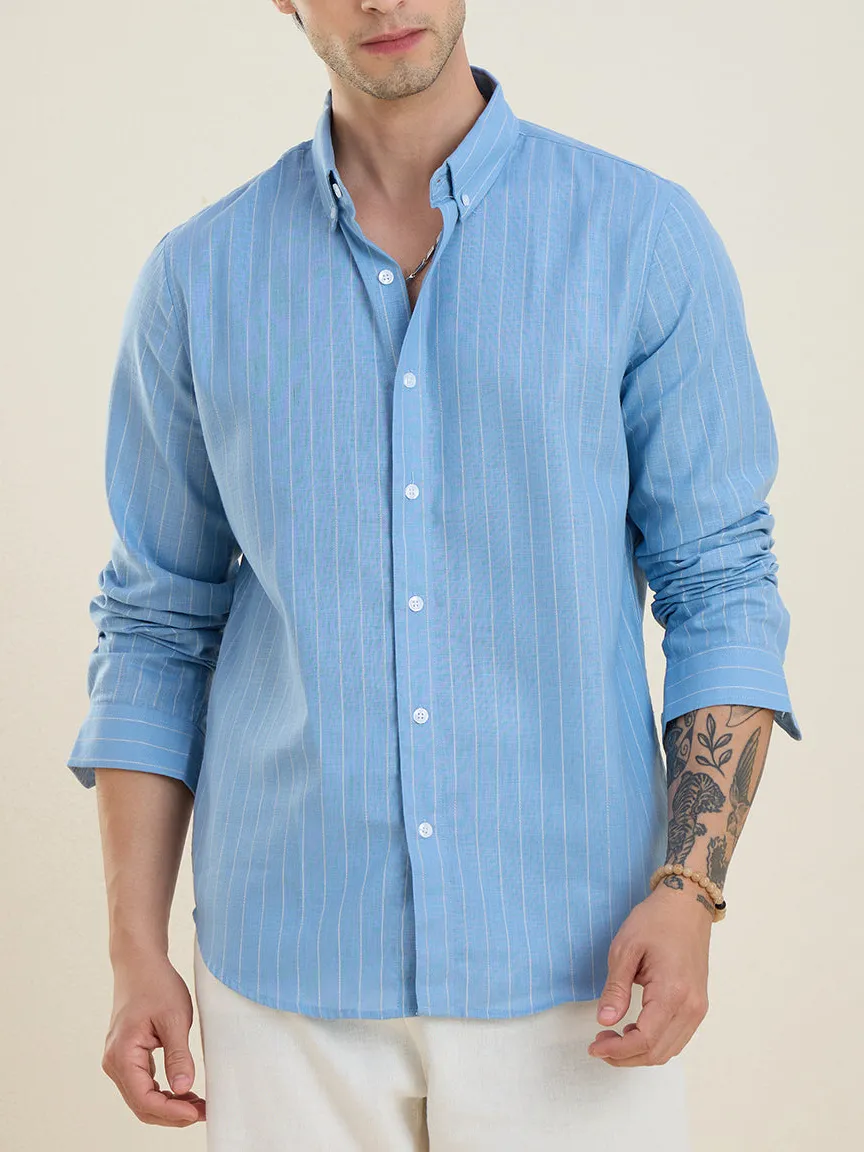 Striped Slim Fit Button Down Men's Formal Shirt