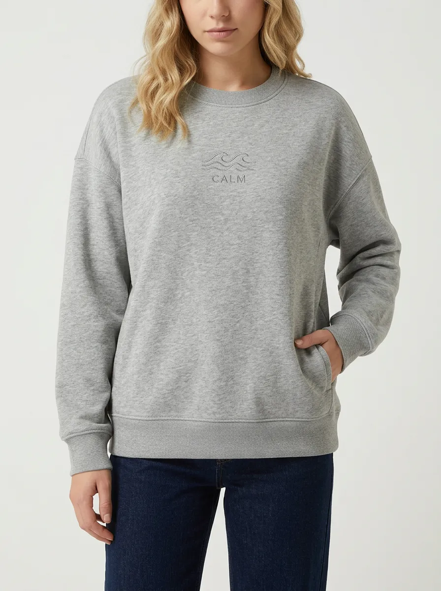 Women's Beach Lover Calm Ocean Wave Printed Sweatshirt