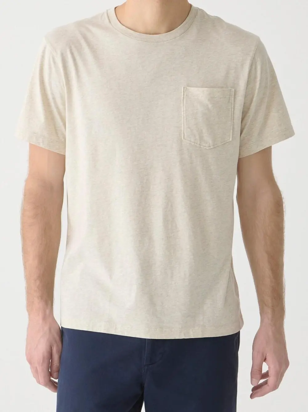 Beige Pocket Detail Crew Neck T-Shirt