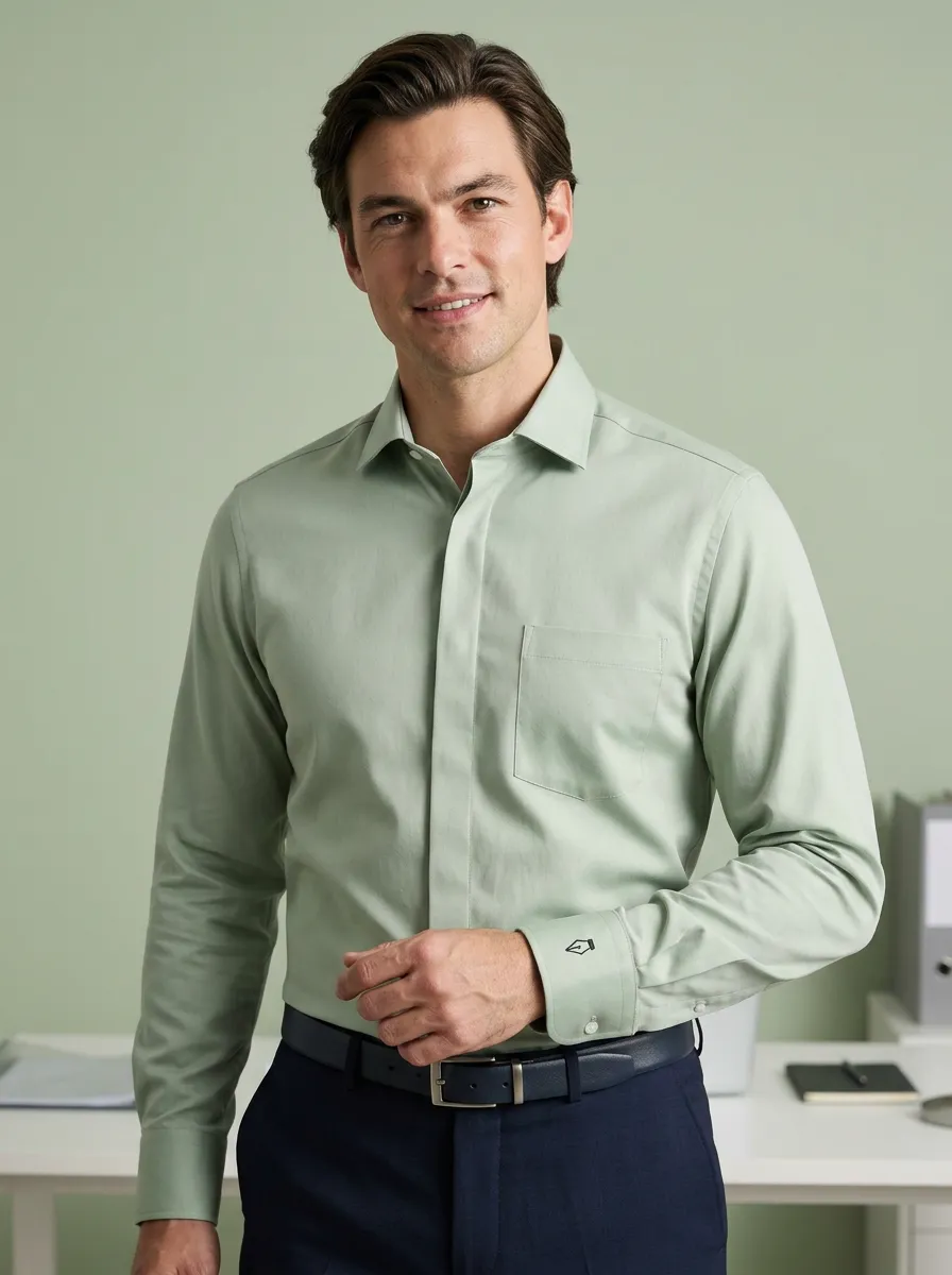 Men's Non-Iron Cotton Fountain Pen Cuff Printed Shirt