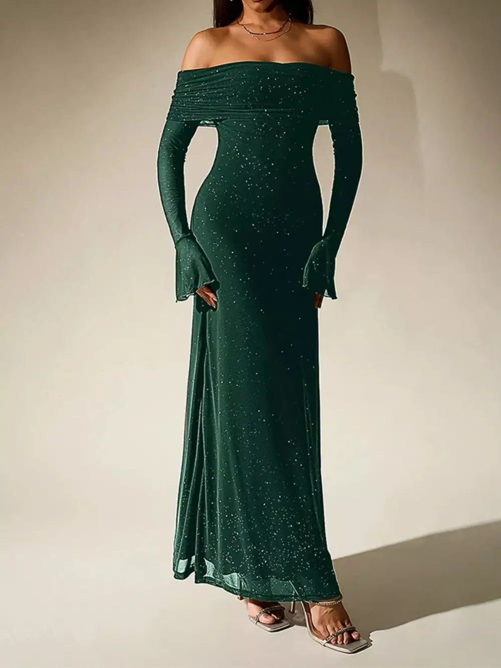 Relaxed Shape Glitter Maxi Dress