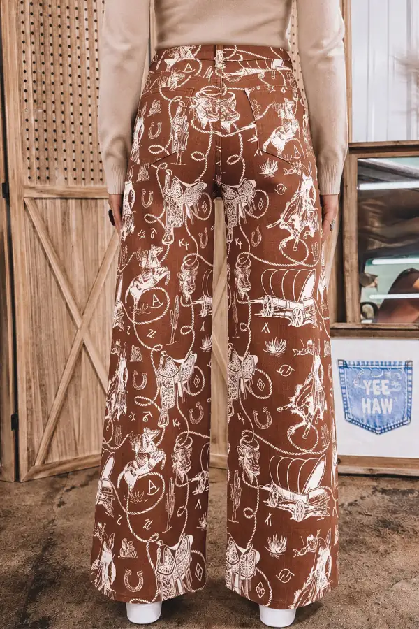 Women's Western Print Casual Shift Jeans