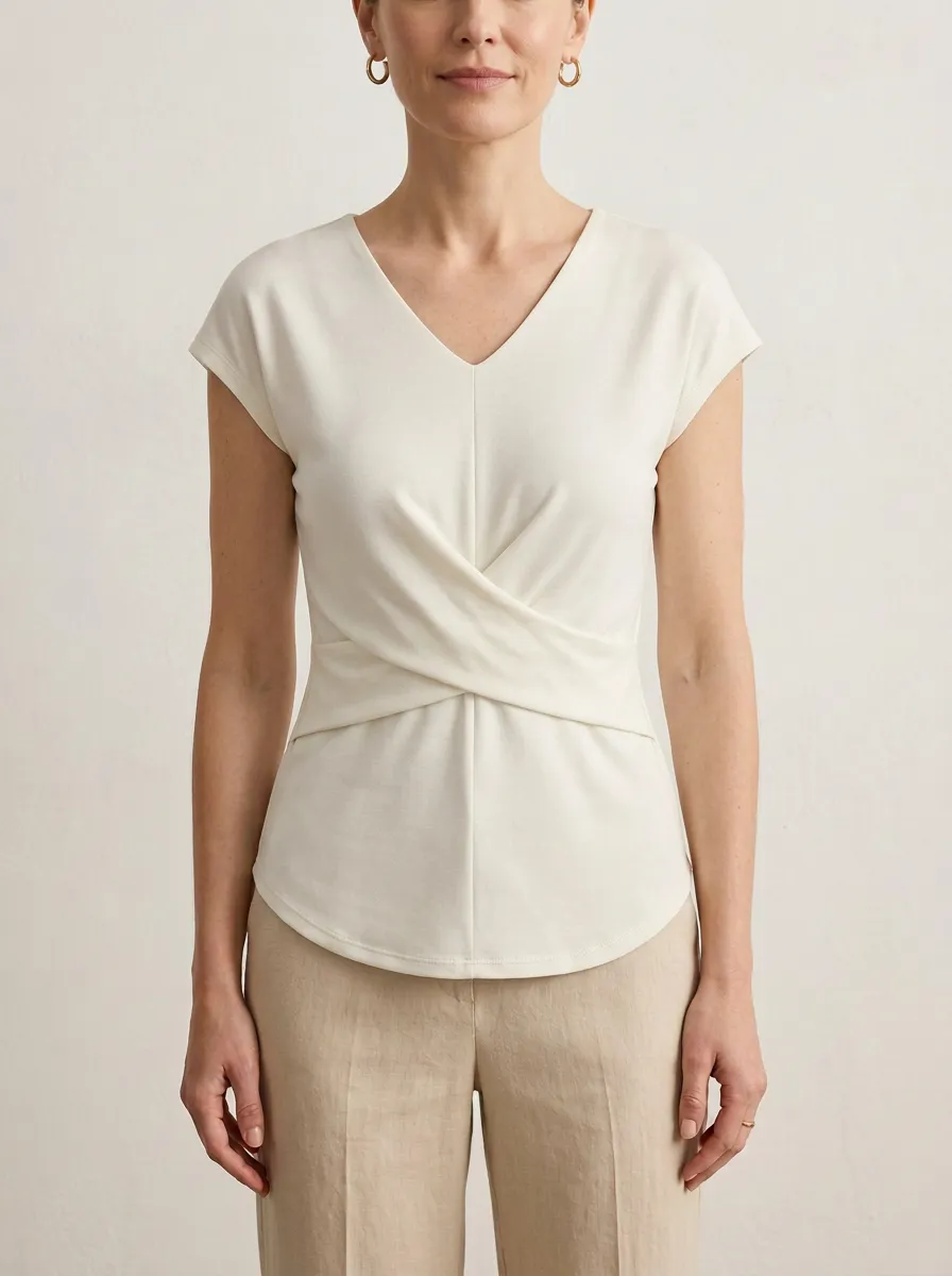 V-Neck Crisscross Waist-Shaped Fitted Top