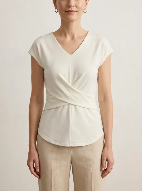 V-Neck Crisscross Waist-Shaped Fitted Top