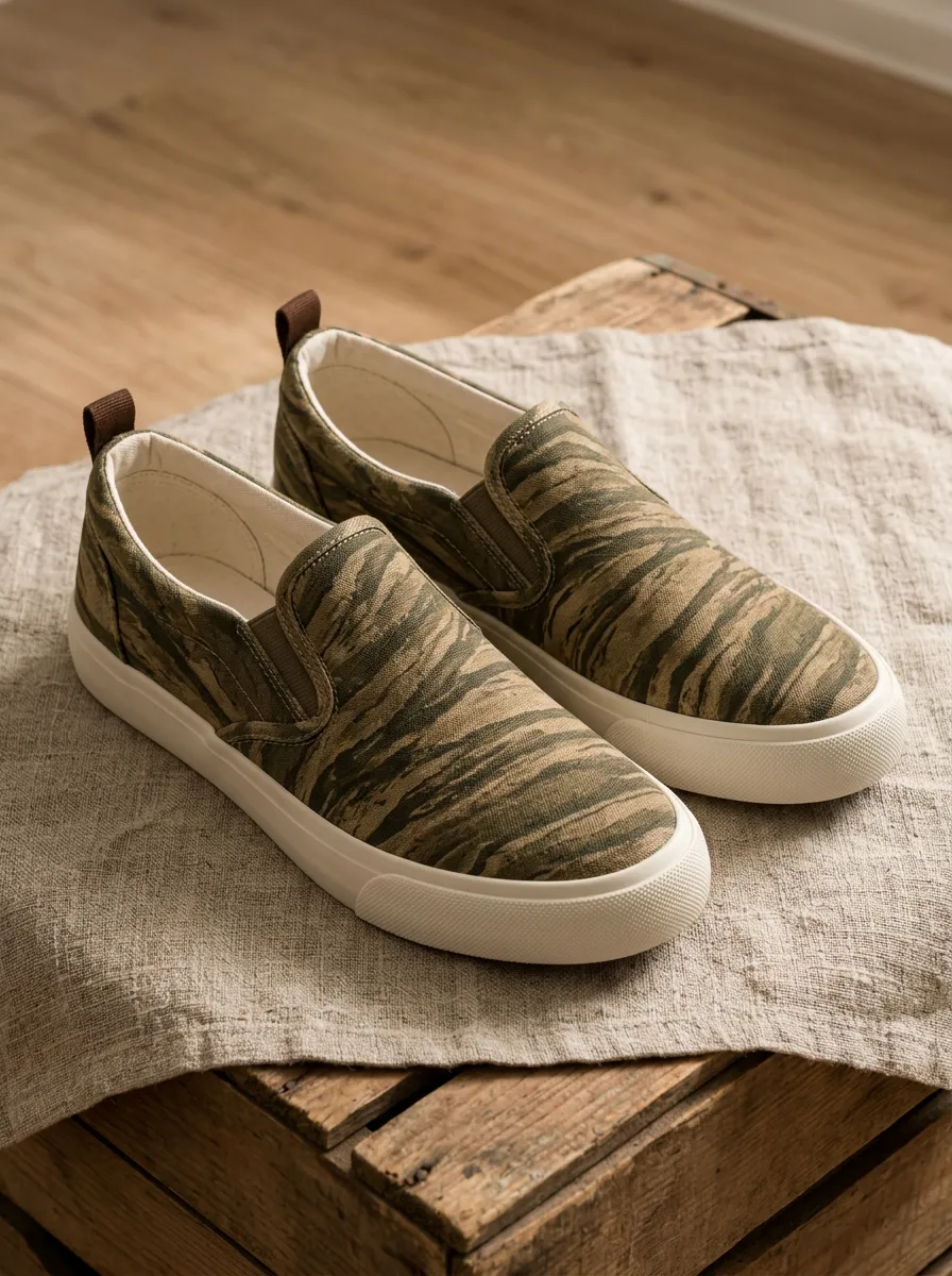 Men's Classic Camouflage Pattern Patterned Slip-on Canvas Shoes