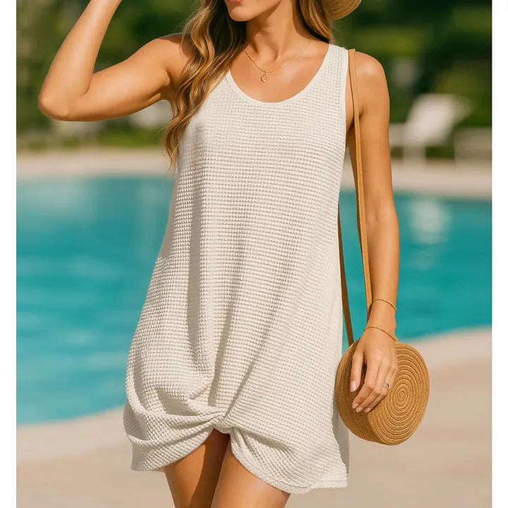 Knot-Front Sleeveless Mini Dress