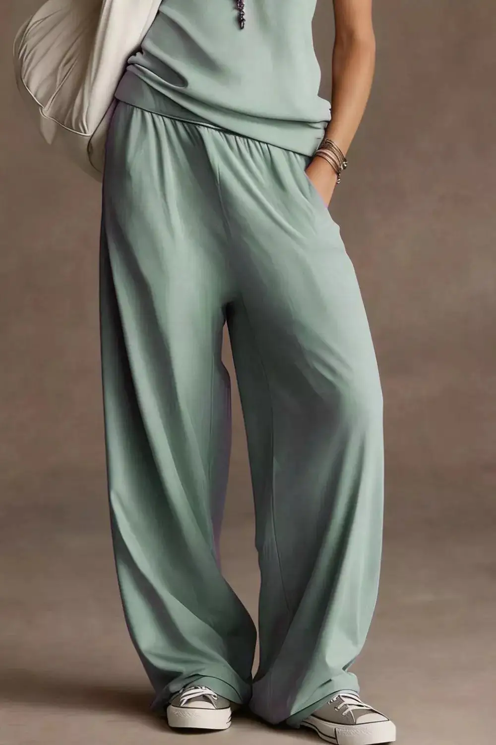 V Neck Tank and Wide Leg Pants Set