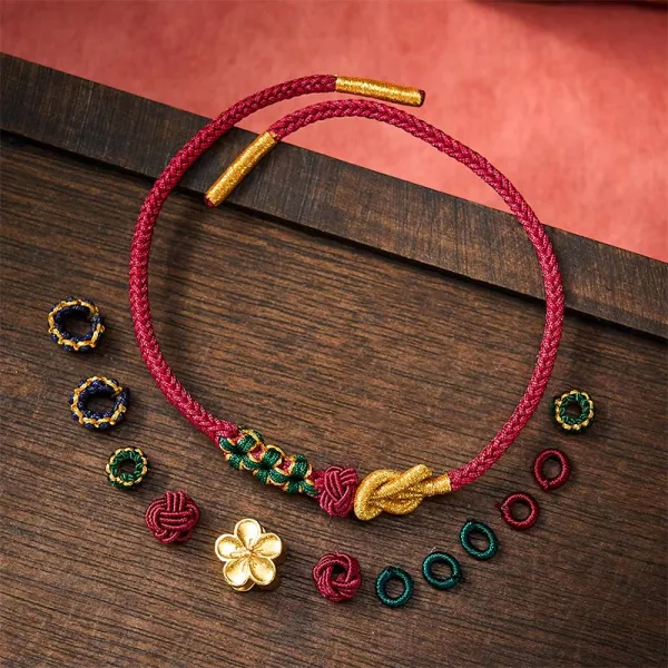 Hand Woven Cord Knotting Peach Blossom Couple Bracelet