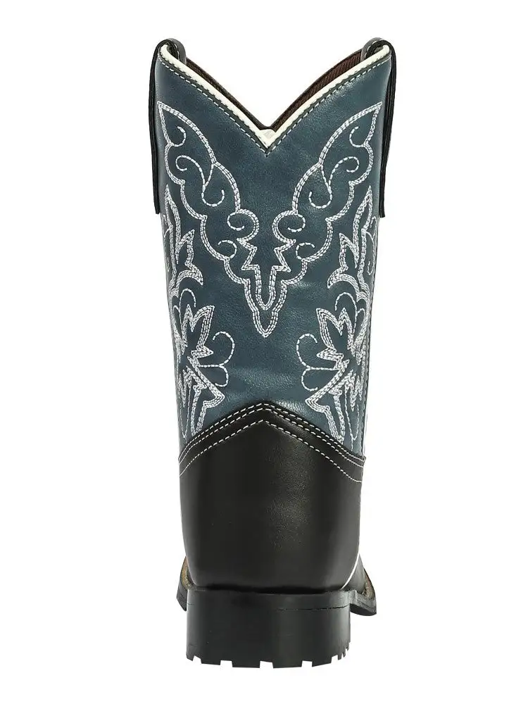 Stitched Men's Western Boots With Round Toe