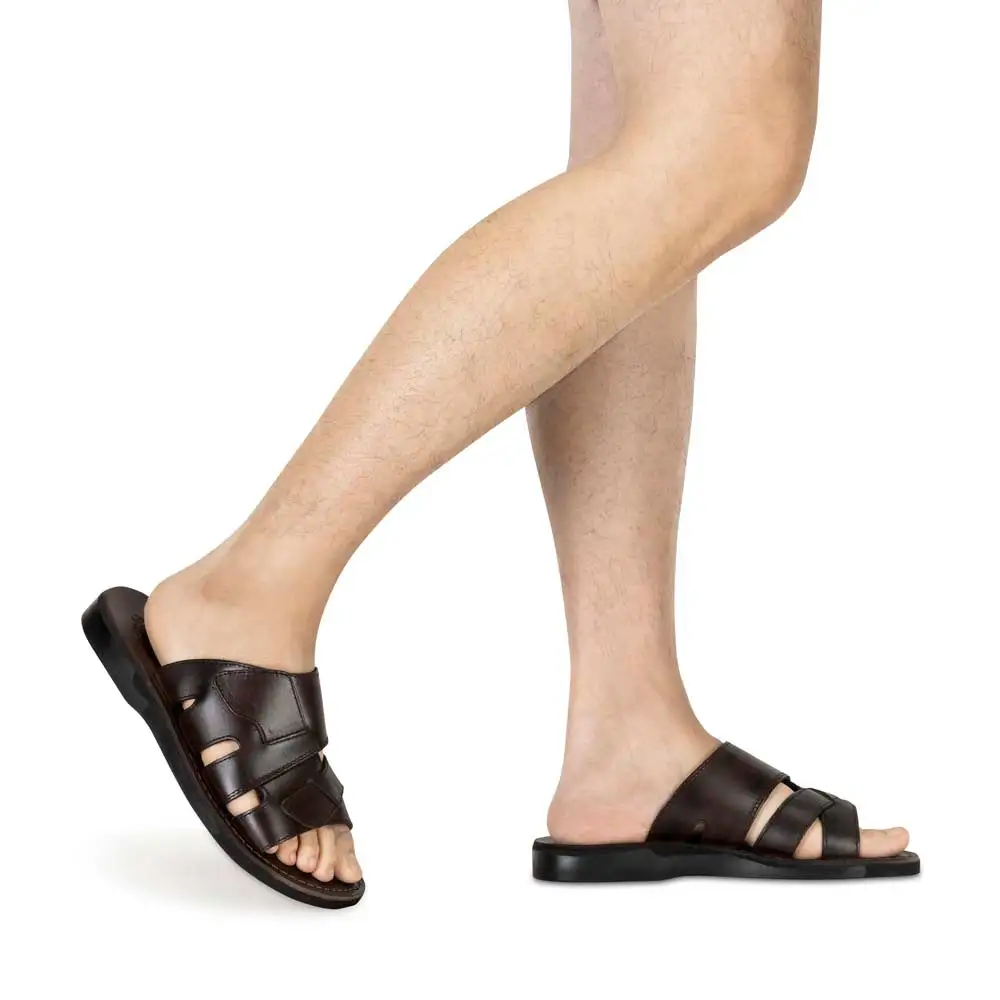 Leather Open Toe Slide Sandals