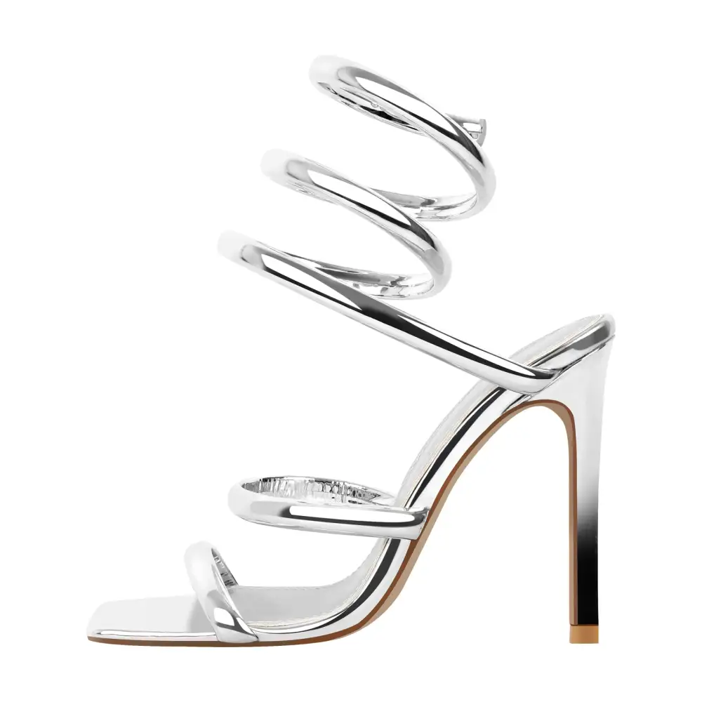 Square Toe Strap Stiletto Sandals