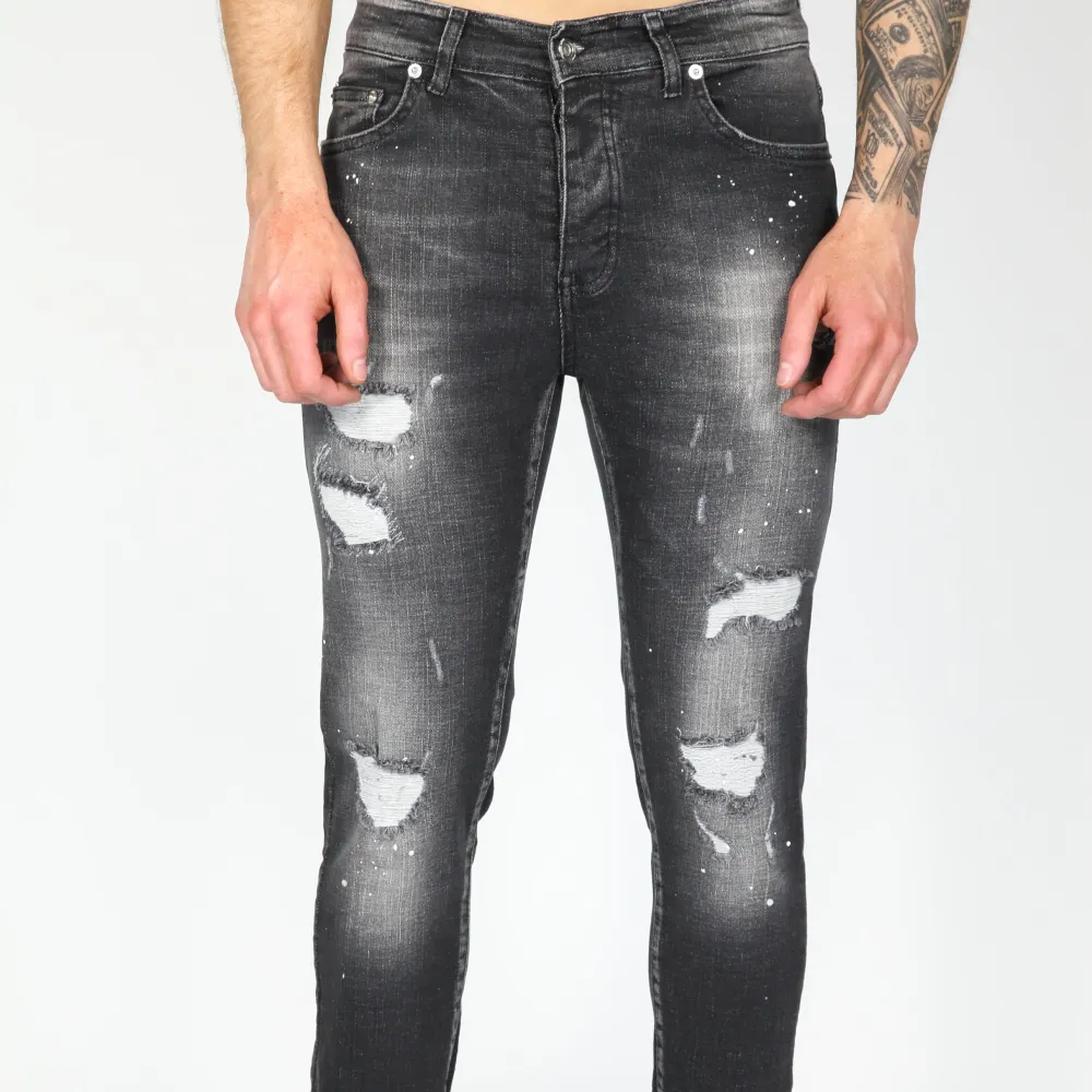 Modern Paint Detail Smart Fit Distressed Ripped Jeans