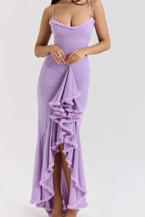 Lace Ruched Midi Dress