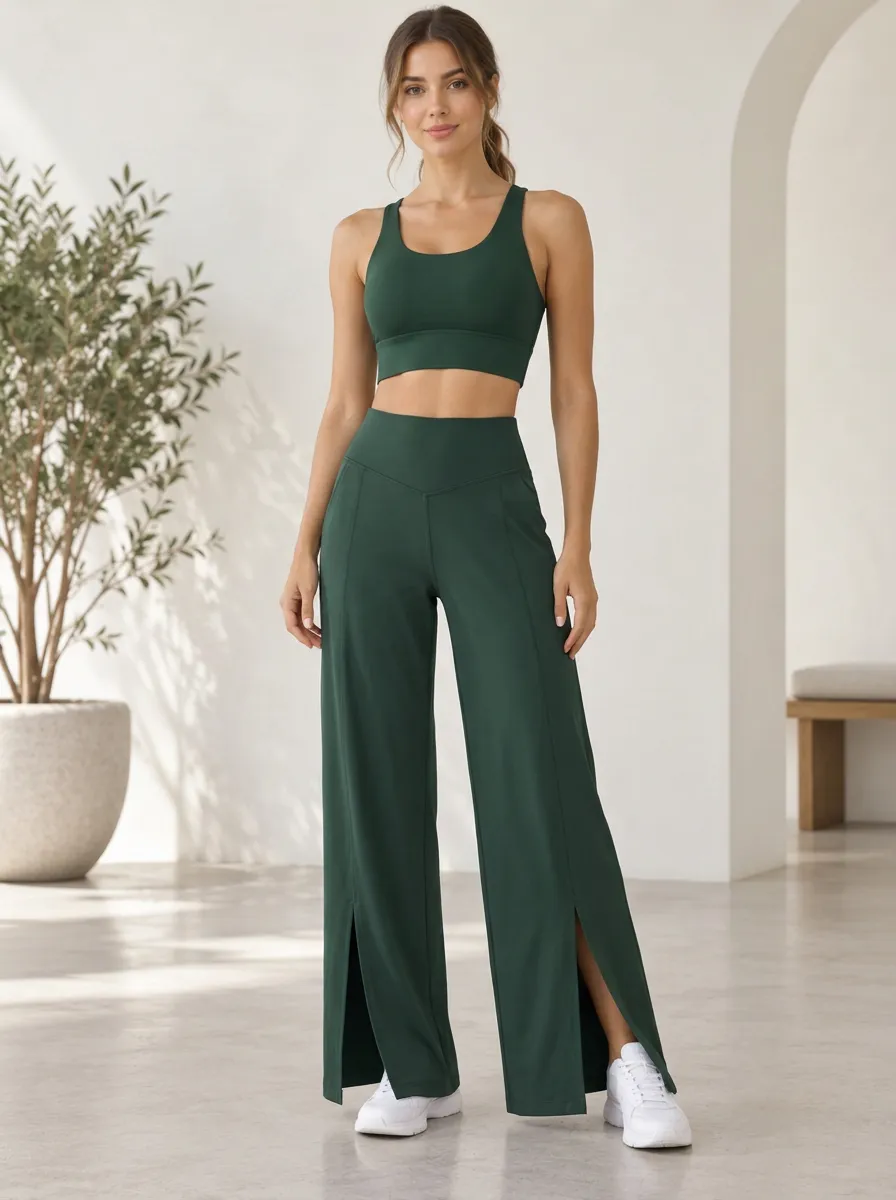 Training Ease Women's Wide Leg Slit Yoga Pants