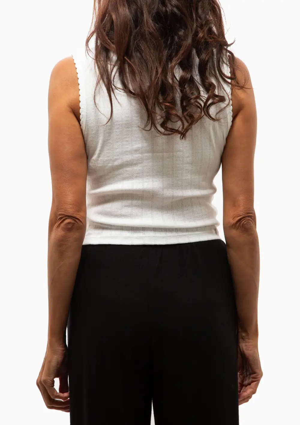 Pointelle Sleeveless Crew Top