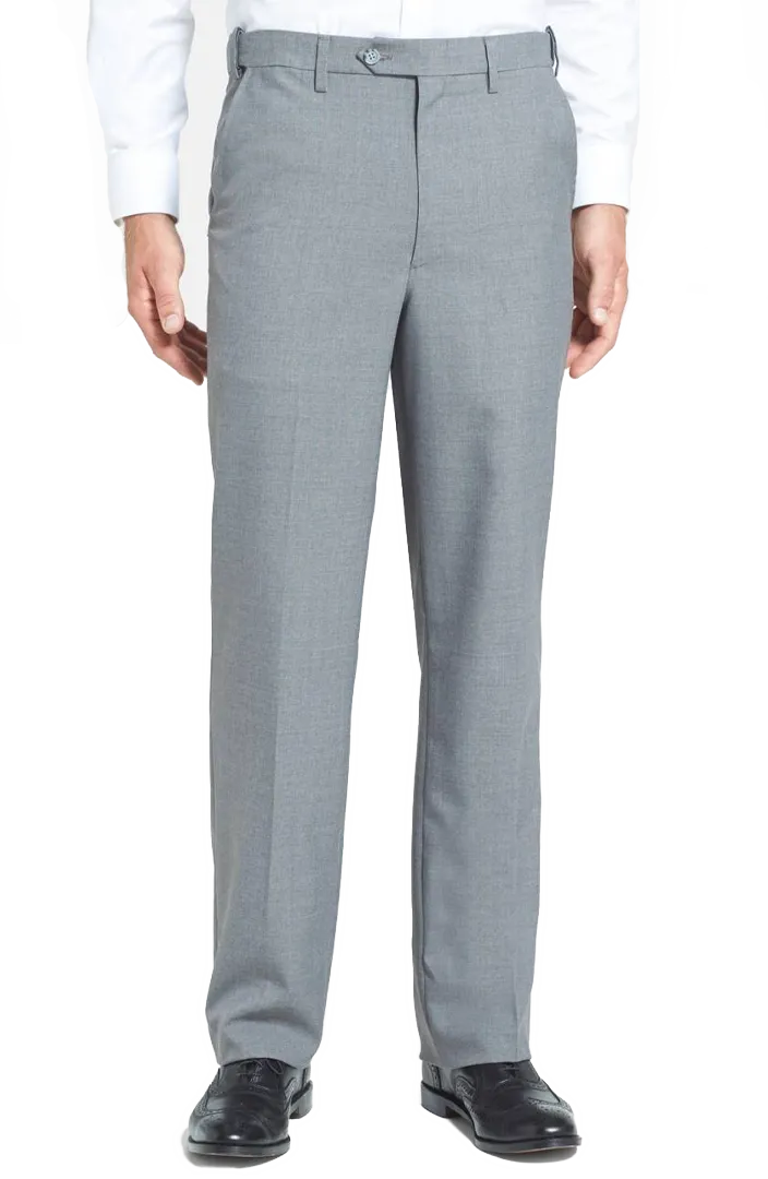 Traditional Gabardine Tropical Weave Flat Front Pleated Front Regular Rise Trousers