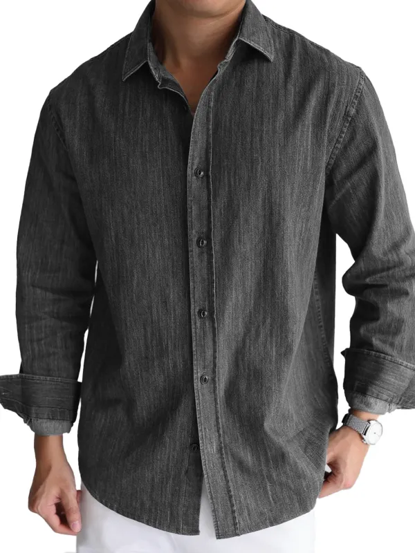 Clean Line Long Sleeve Open Collar Shirt