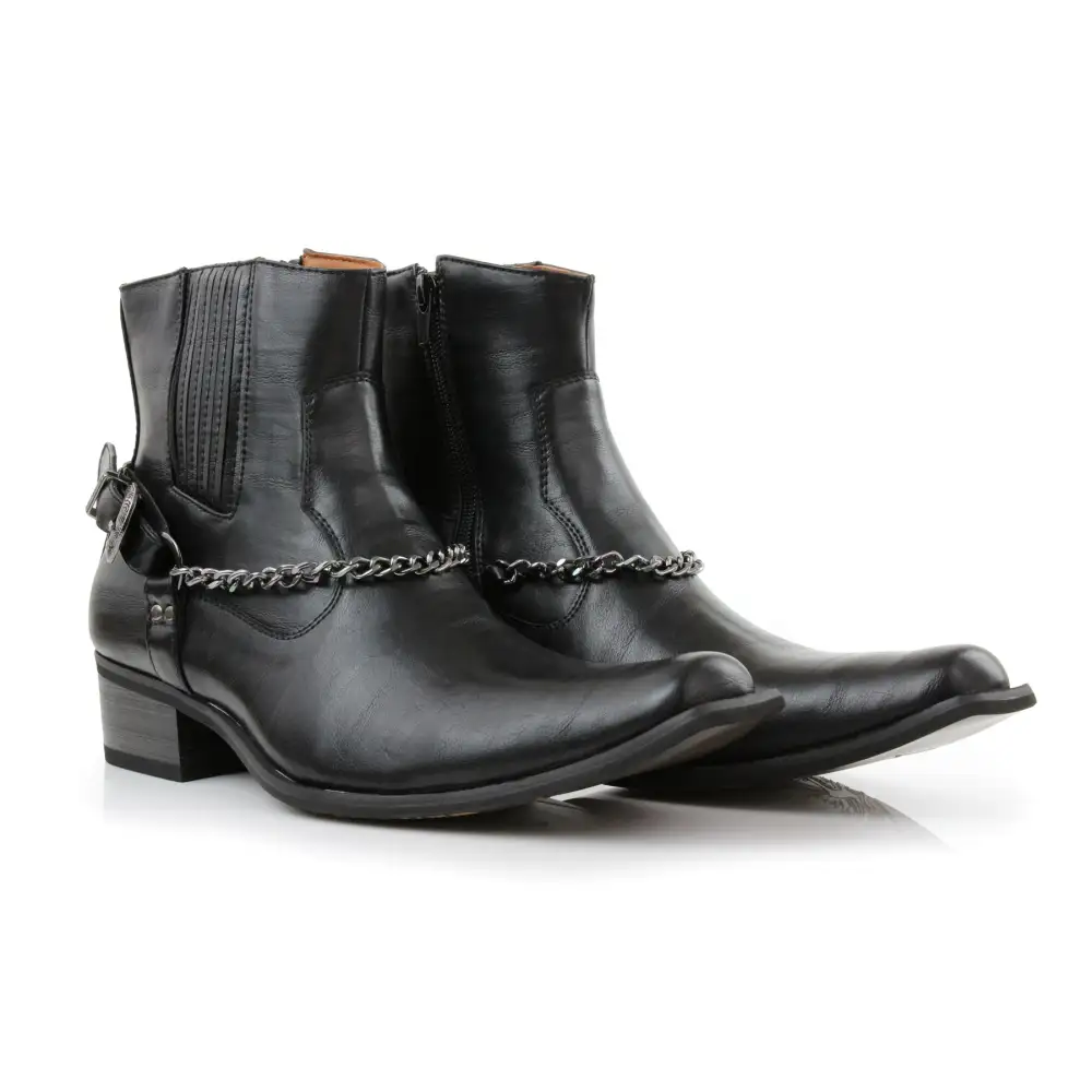 Suede Faux-Leather Pointed-Toe Chelsea Boots