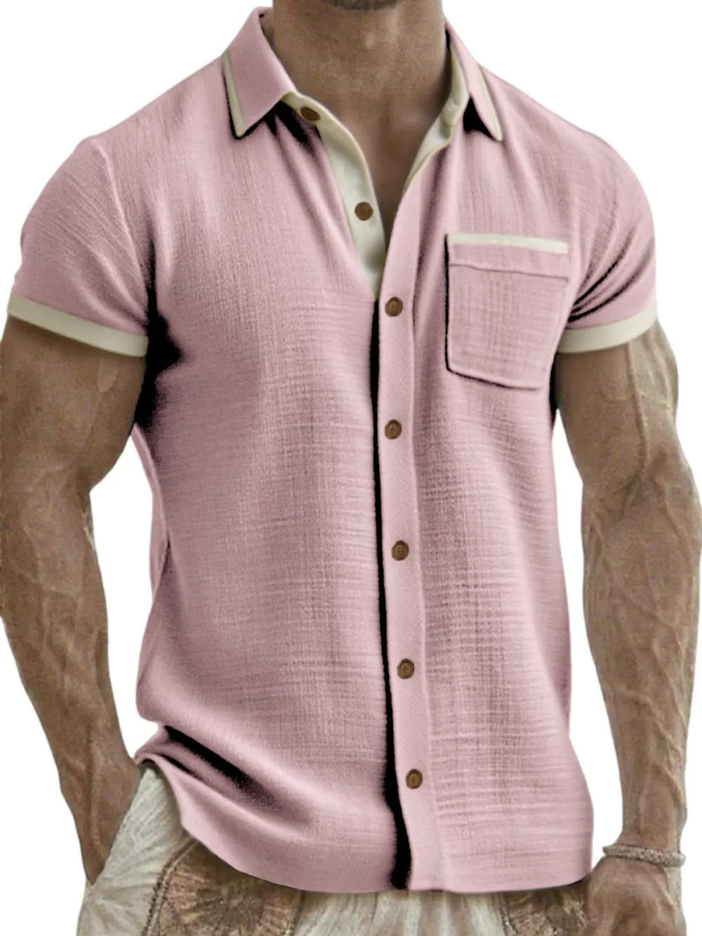 Linen Blend Pocket Shirt