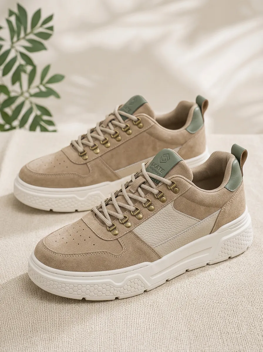 Men's Skateboarding Casual Suede Leather Printed Sneakers