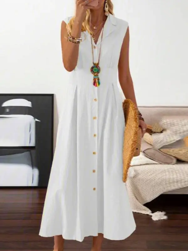 Lapel Line Midi Dress