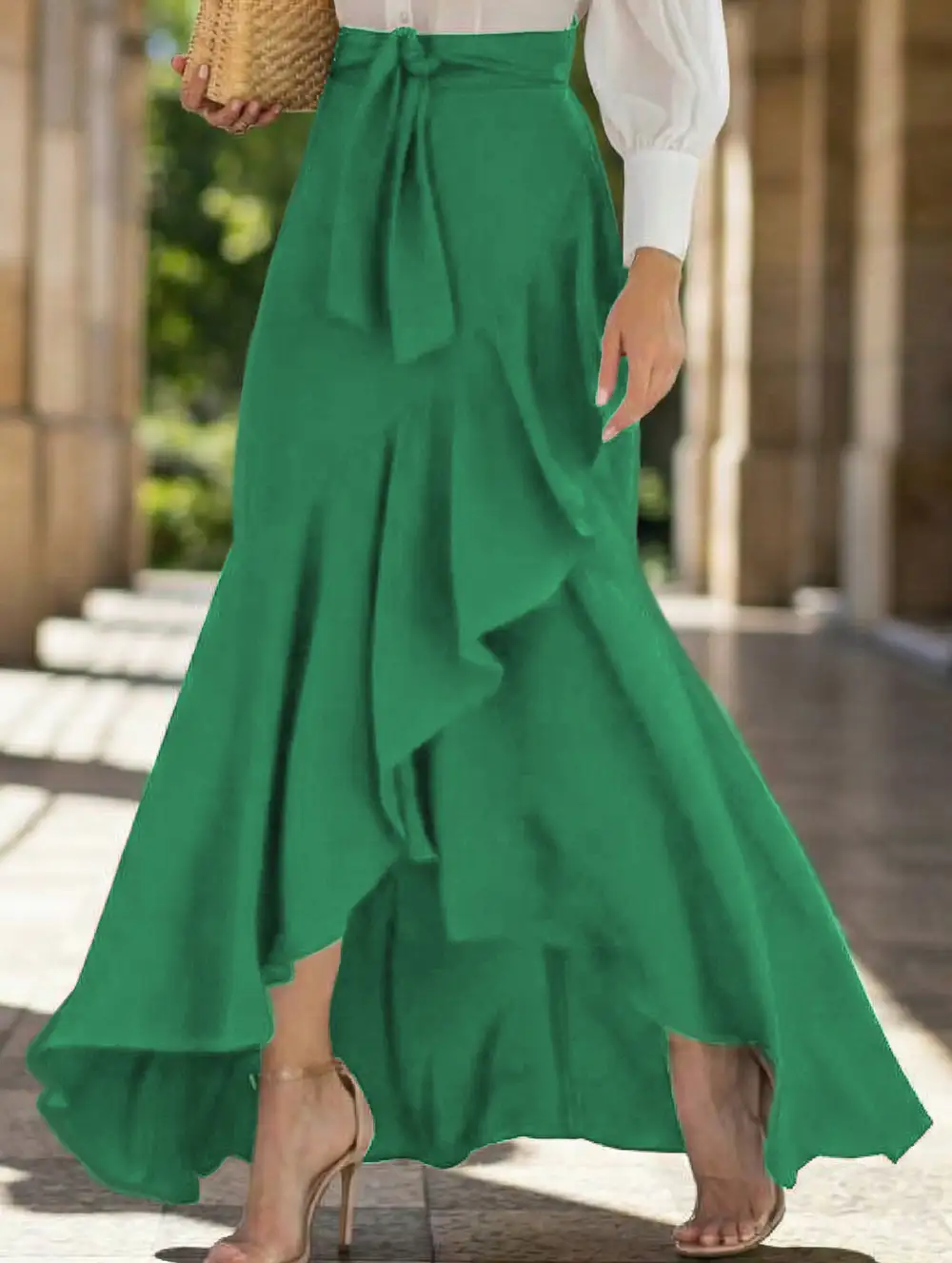 Ruffle Hem Maxi Skirt