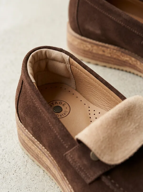 Women's Rugged Penny Suede Wood Sole Loafers