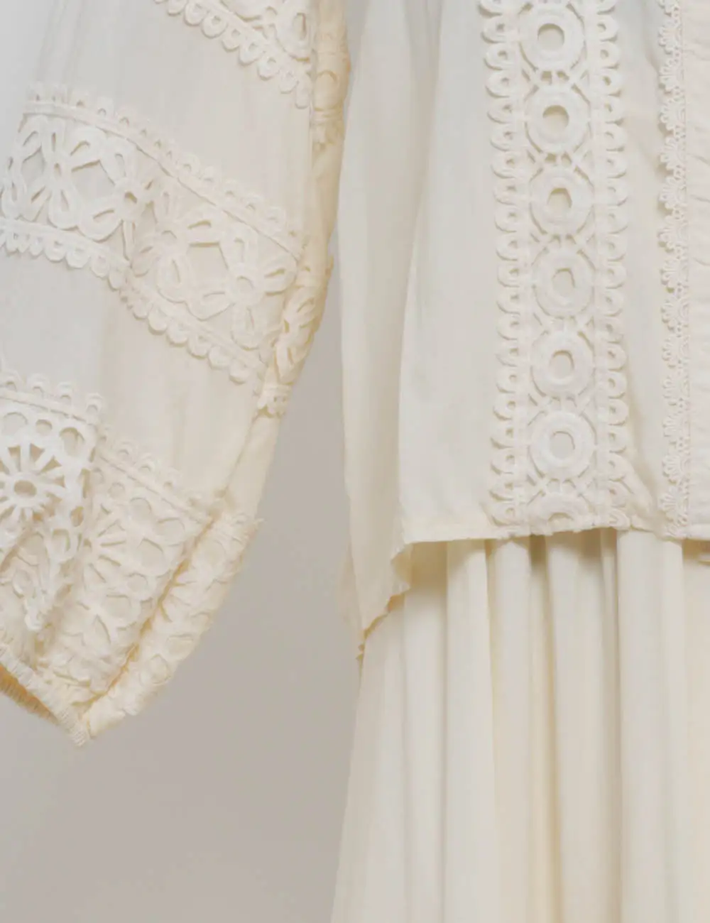 Boho Crochet Lace Trim Button Down Blouse and Tiered Skirt Set