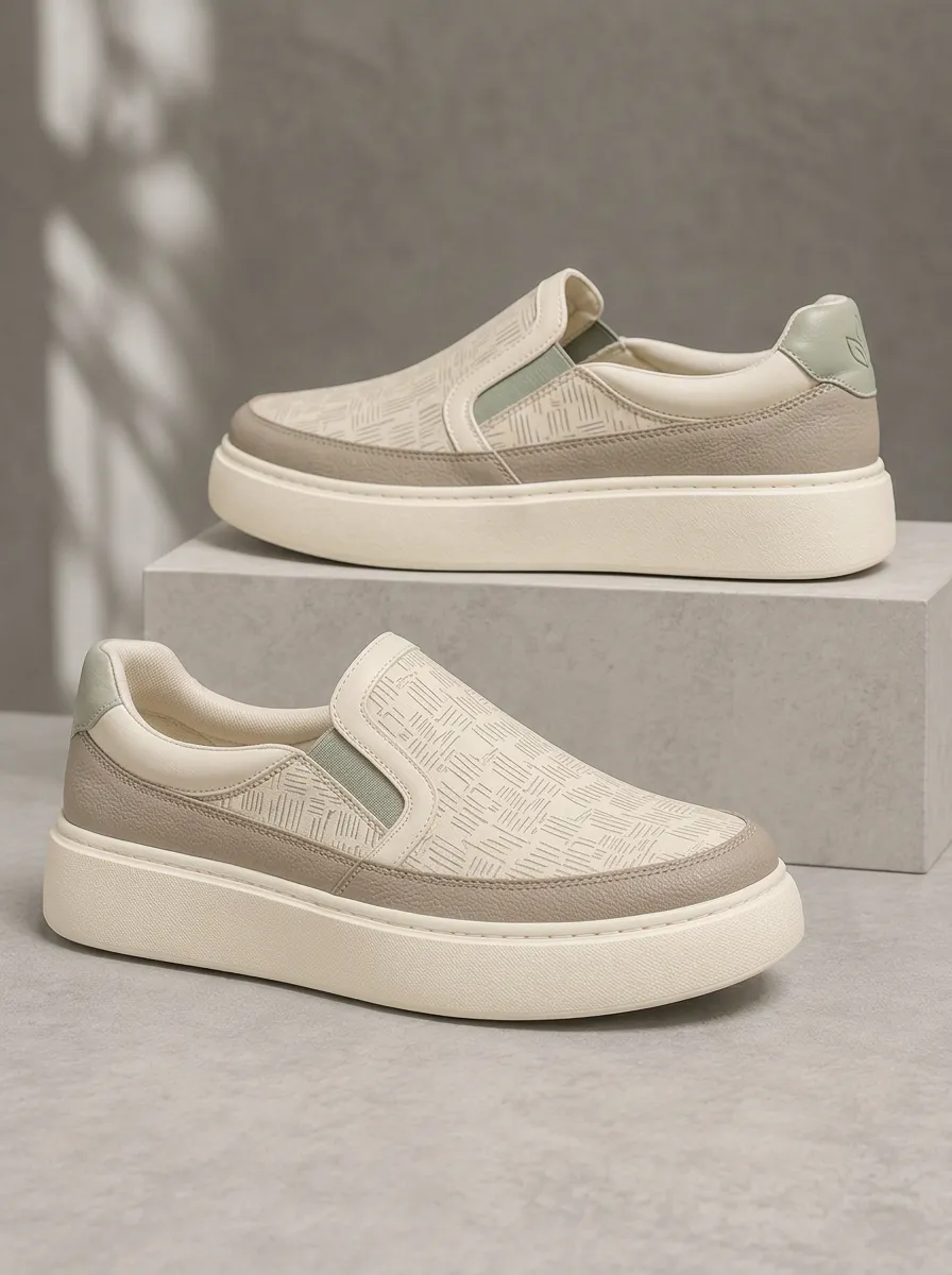 Men's Urban Geometric Pattern Printed Slip-on Shoes