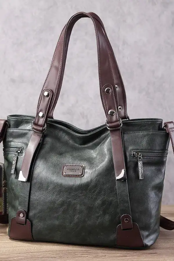 Vintage Patchwork Tote Leather Sequin Rivet Statement