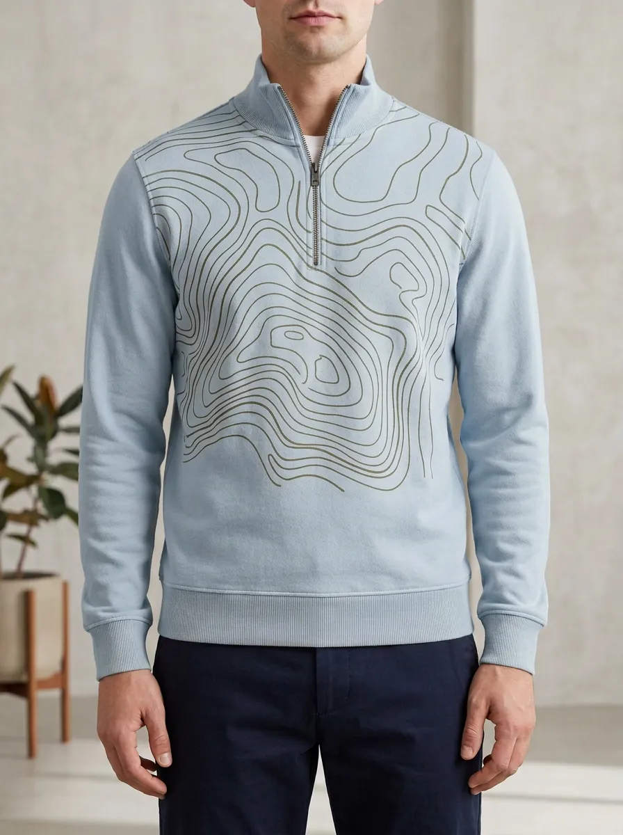 Graphic Half-Zip Topographic Men's Half-Zip Sweatshirt