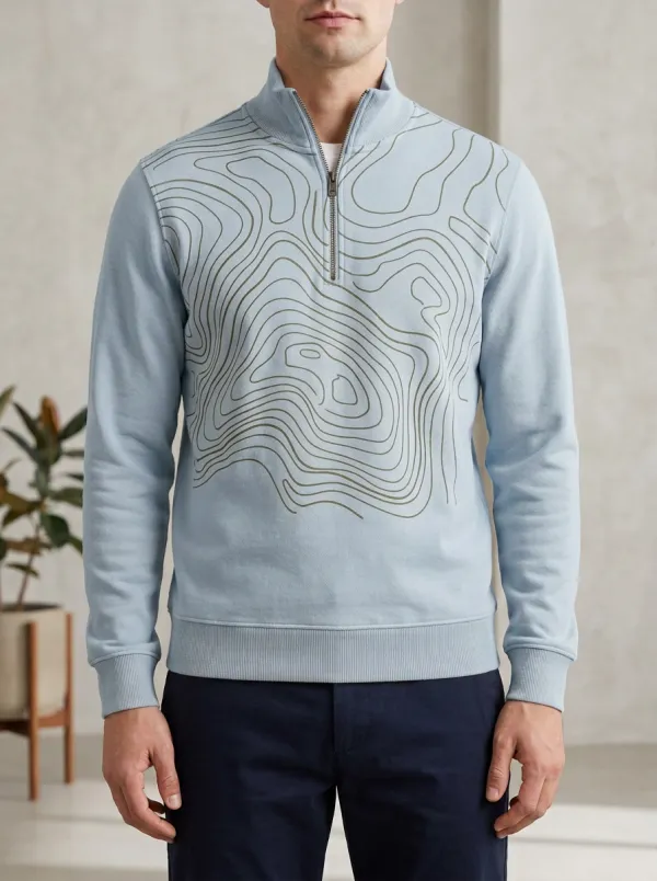 Graphic Half-Zip Topographic Men's Half-Zip Sweatshirt
