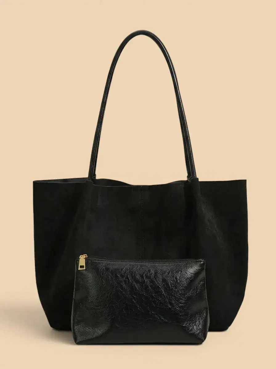 Slim Profile Suede Look Tote Bag