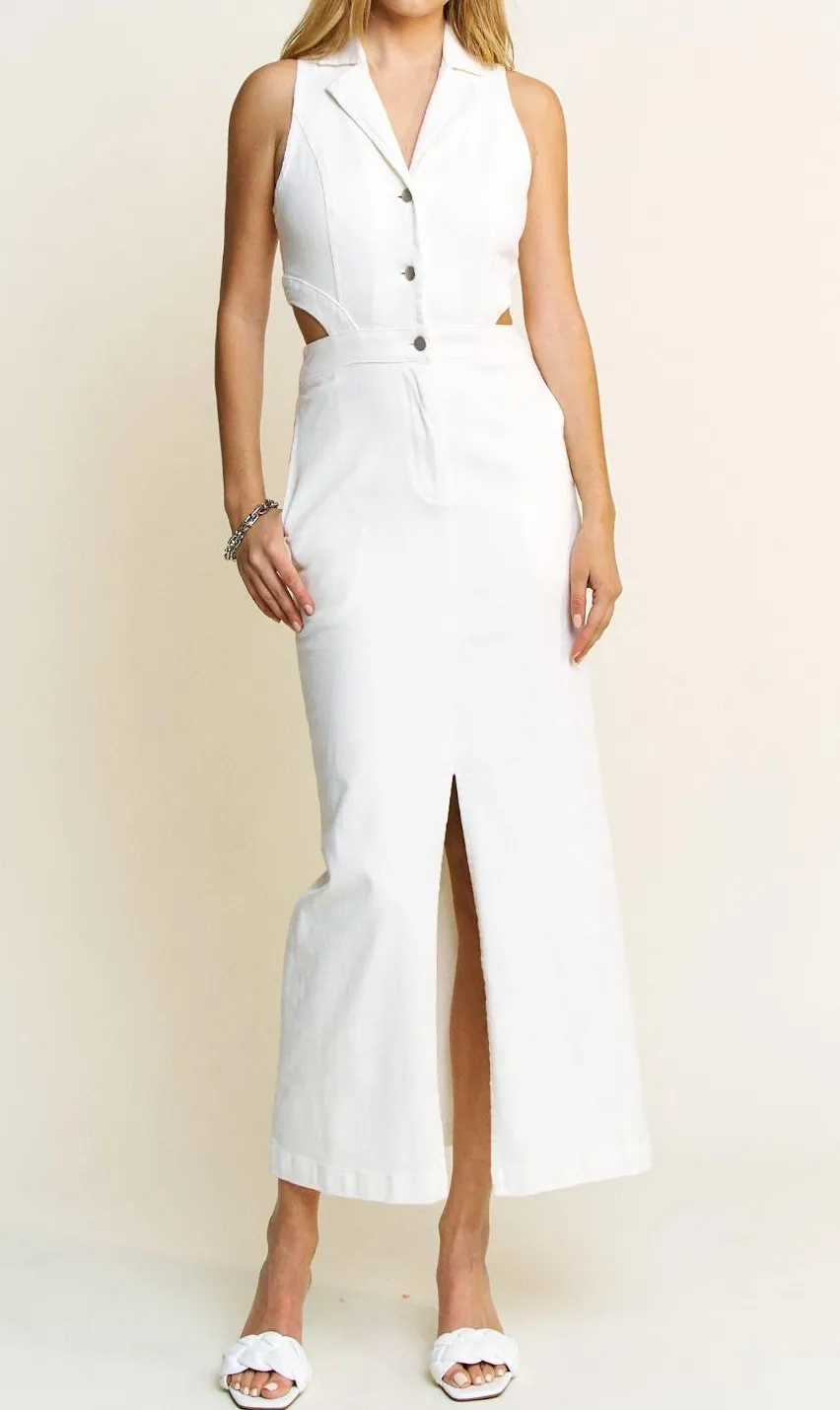 Cutout Denim Maxi Dress
