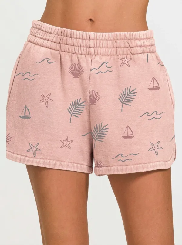 Women's Beach Lover Seashell Starfish Sailboat Printed Shorts