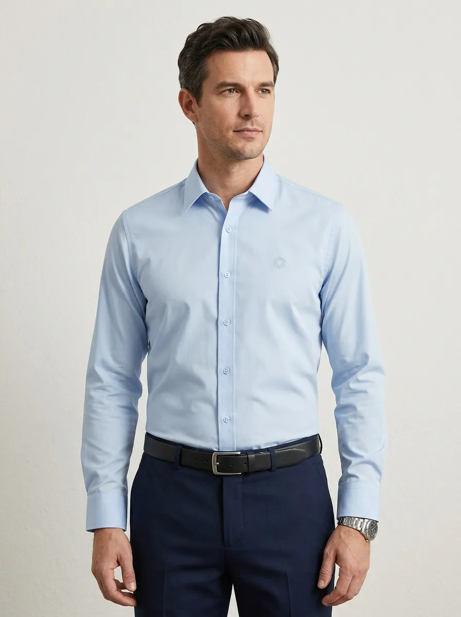 Men's Smart-Casual Non-Iron Cotton Geometric Printed Accent Shirt